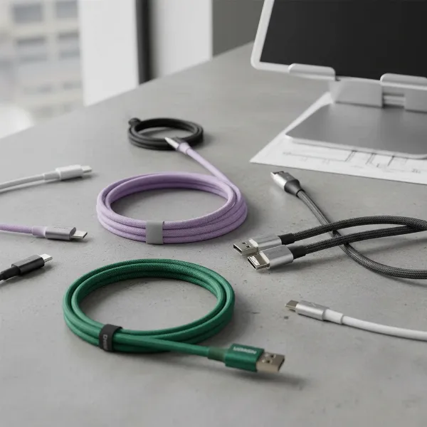 A collection of quality charging cables from reputable brands like Anker, Belkin, and UGREEN, showcasing their durable designs.